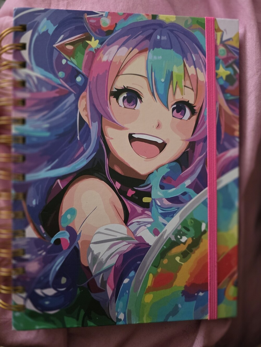 Anime Classic Lined Spiral Notebook - Gold Coiled